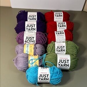 PREMIER JUST YARN WORSTED LOT OF 9 & LOT OF 2 CRAFTER SQUARE